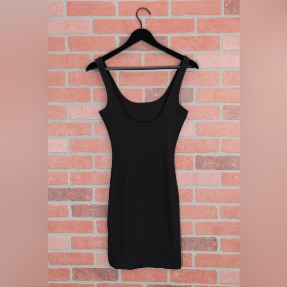 Black Ribbed Knit Bodycon Mini Dress - Picture 3 of 6